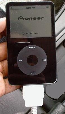 iPod connected to the Pioneer CD-IB100II