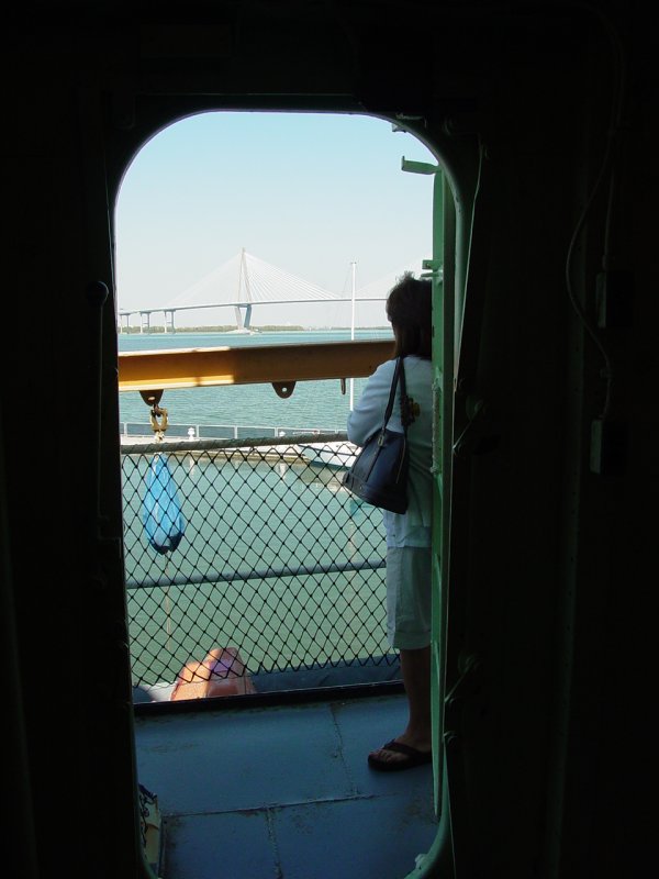 View of bridge from aboard U.S.S. Laffey