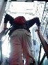Ted climbing above aboard the USS Yorktown