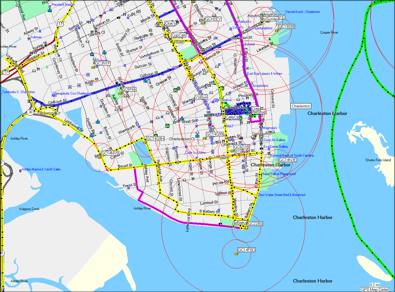 White Point, Meeting Street GPS Track
