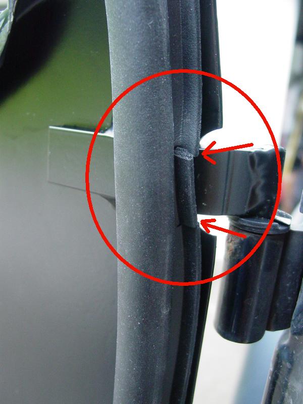 Special cut to allow weather stripping to adhere to hinge bracket - Click to Enlarge
