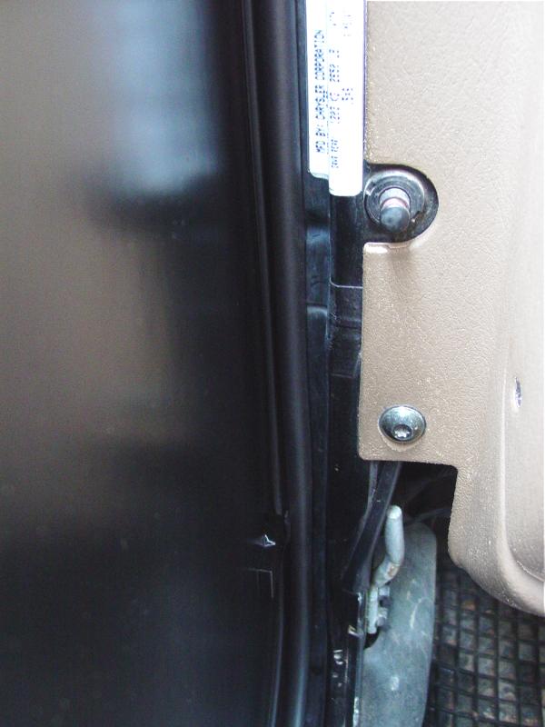 Weather stripping on inside of door - Click to Enlarge