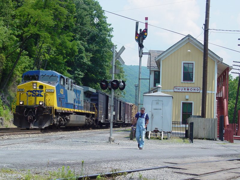 Thurmond, WV, Train with Rail Worker