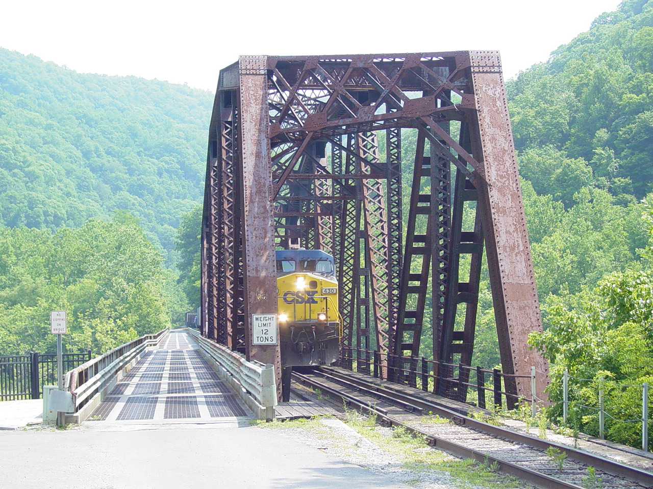 Thurmond, WV, Train on Bridge over New River