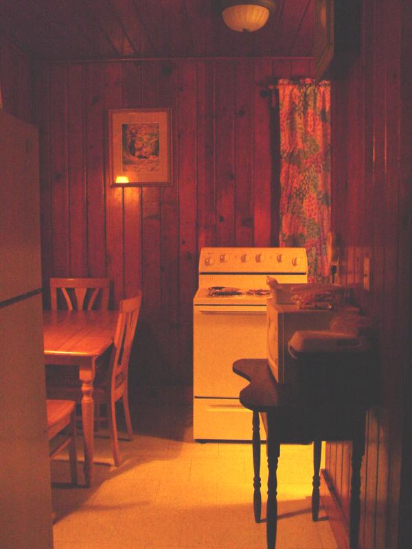 Cabin kitchen at Night - Click to Enlarge