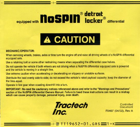 NoSpin Warning Sticker