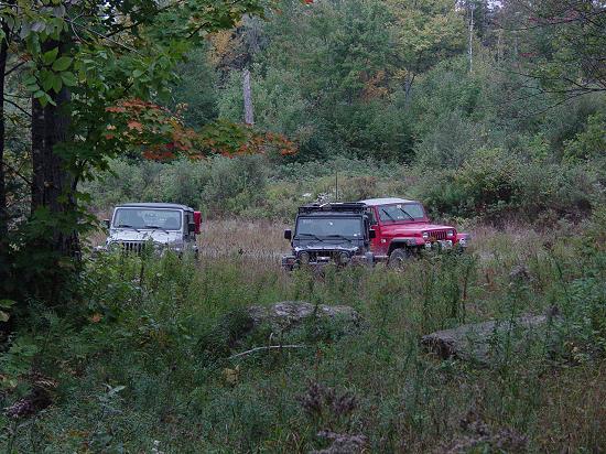 Jeeps near Johnson Pond Trail to Ice Cave