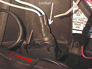Power Socket showing tie (red arrow)