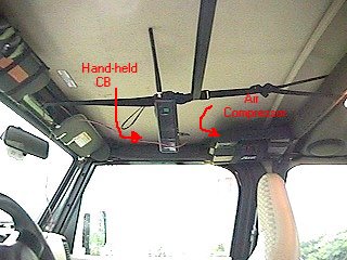 Overhead storage of Hand-held CB and Truck Air compressor
