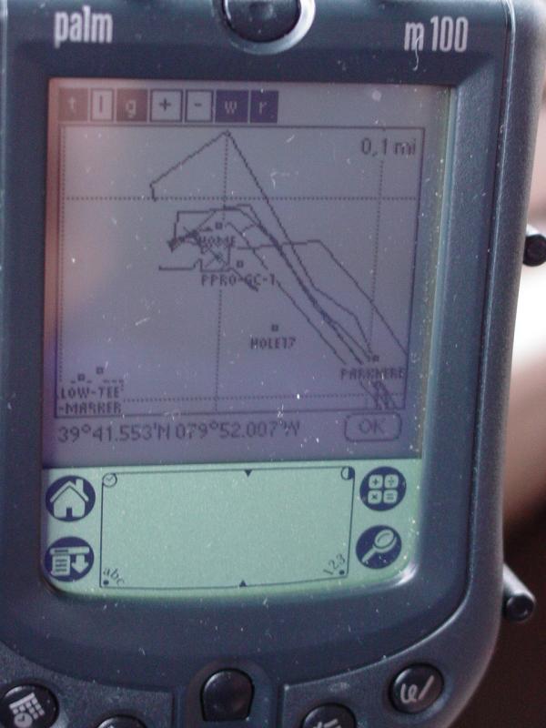 1/10th mile zoom, Tracking current position against loaded track with Grid, Waypoints displayed