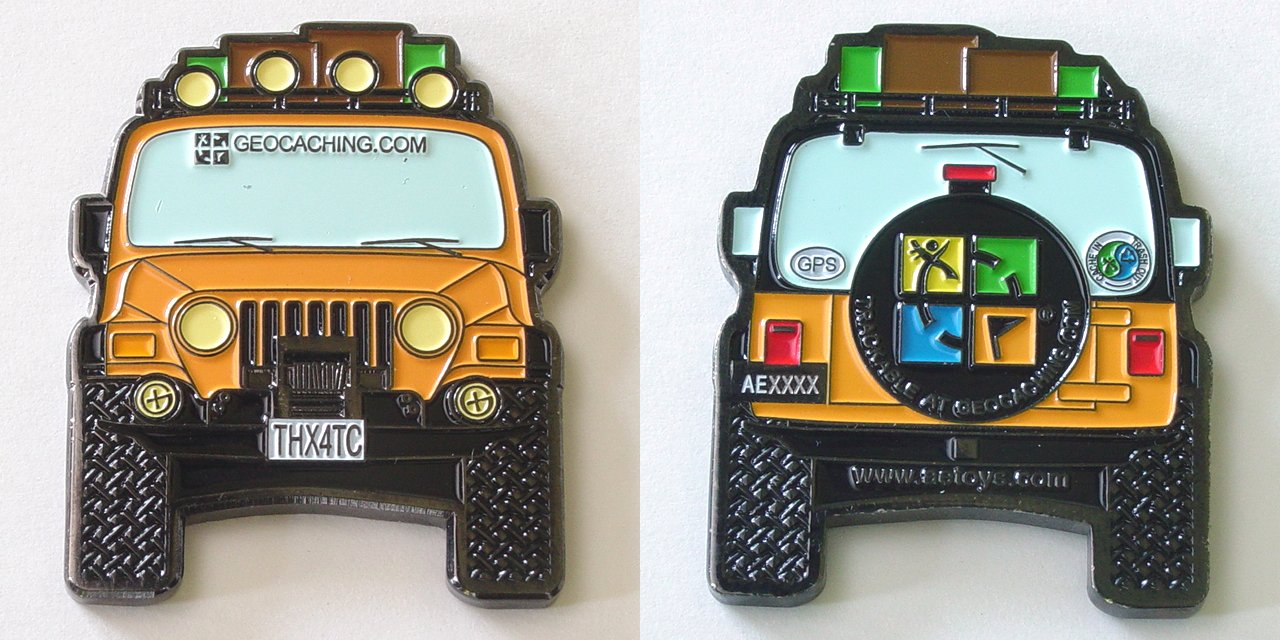 Orange THX4TC Jeep Geocoin - Click to Enlarge