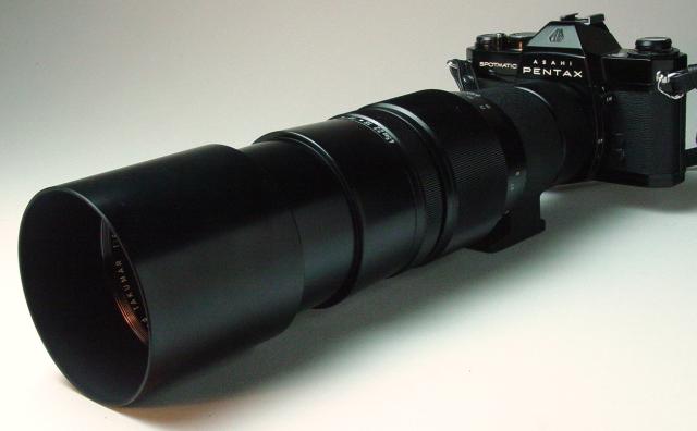 Super-Multi-Coated Takumar 400mm f/4.5 with Hood and Spotmatic II - Click to Enlarge