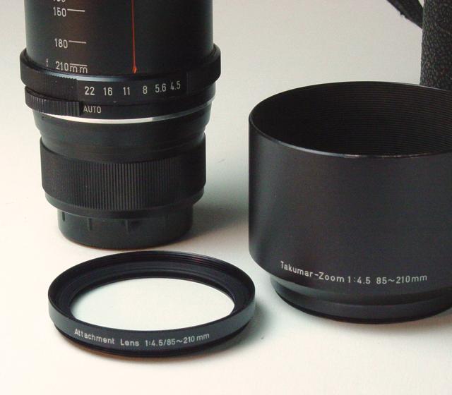 Super-Multi-Coated Takumar-Zoom 85~210 f/4.5 Accessory Lens and Hood - Click to Enlarge