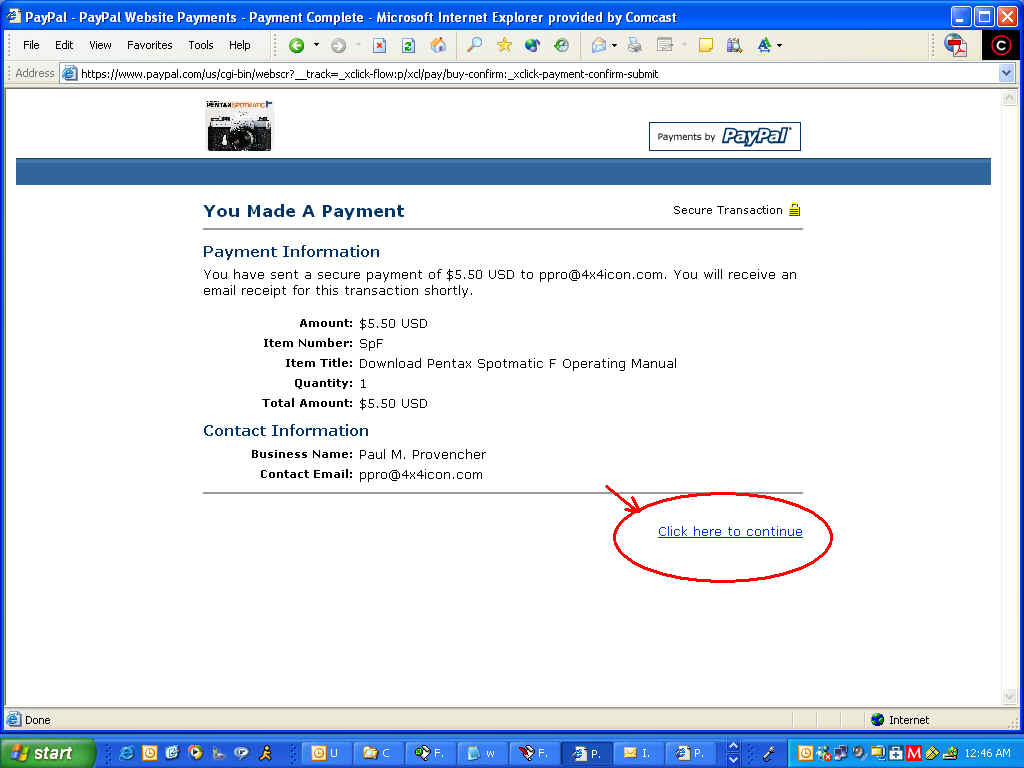 Click to Continue Link that leads to download page!