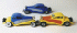 Transitional Bugattis (yellow, yellow/blue, blue)